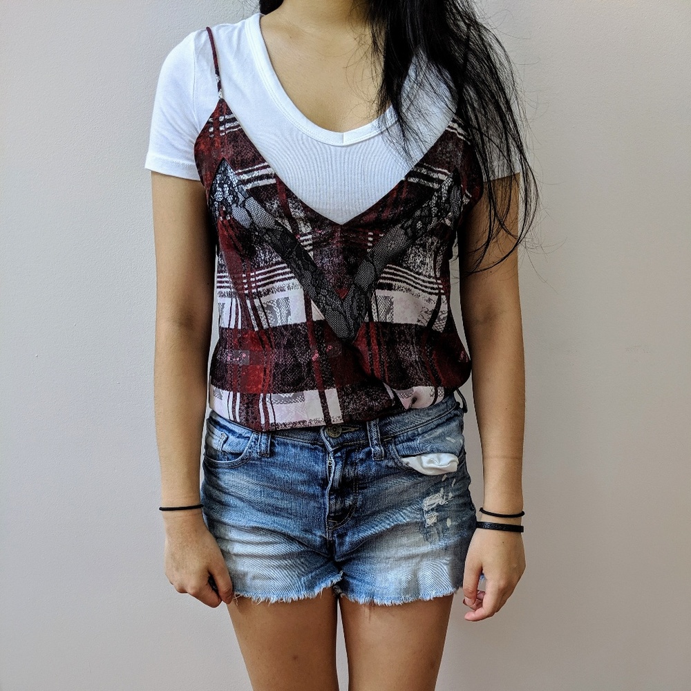 NWT Neiman Marcus Red Plaid Lingerie Slip